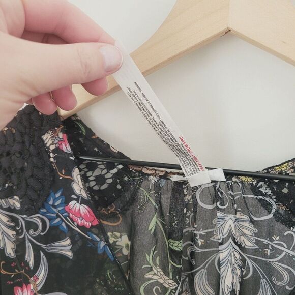 Free People Intimately Must Have Been Love Sheer Floral Long Sleeve Bodysuit L - Picture 10 of 11